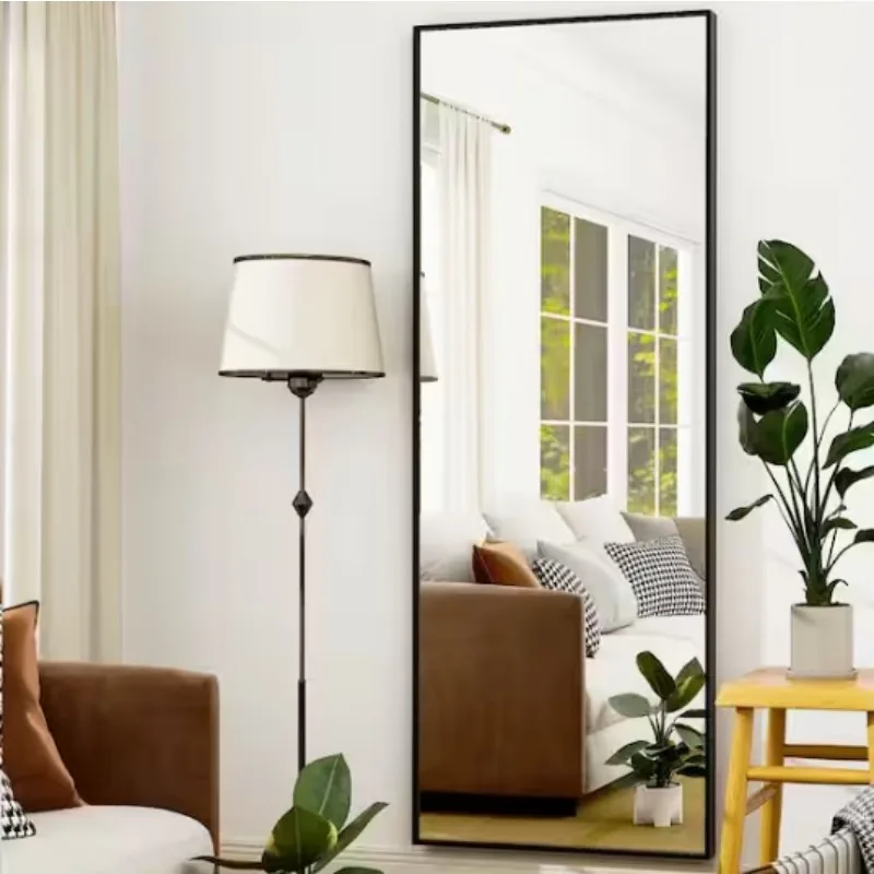 

26 in. W x 71 in. H Rectangular Black/Gold Aluminum Alloy Framed Modern Oversized Wall Mirror, Simple fashion, not easy to break