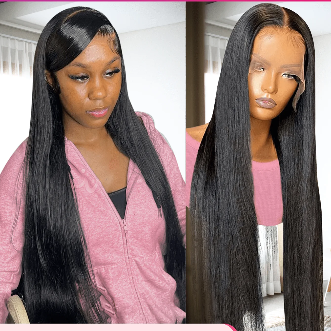 360 Full Lace Wig 32 inch Straight Lace Front Wigs Human Hair Pre Plucked 13x4 Transparent Lace Frontal Wigs Human Hair For Women 200 Density