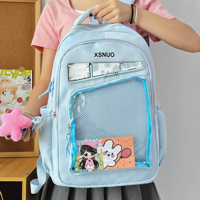 

HAEX Fashion Students Backpacks 2025 Large Capacity DIY Anime Badge School Ita Bags Casual Commute Laptop Mochilas Para Mujer