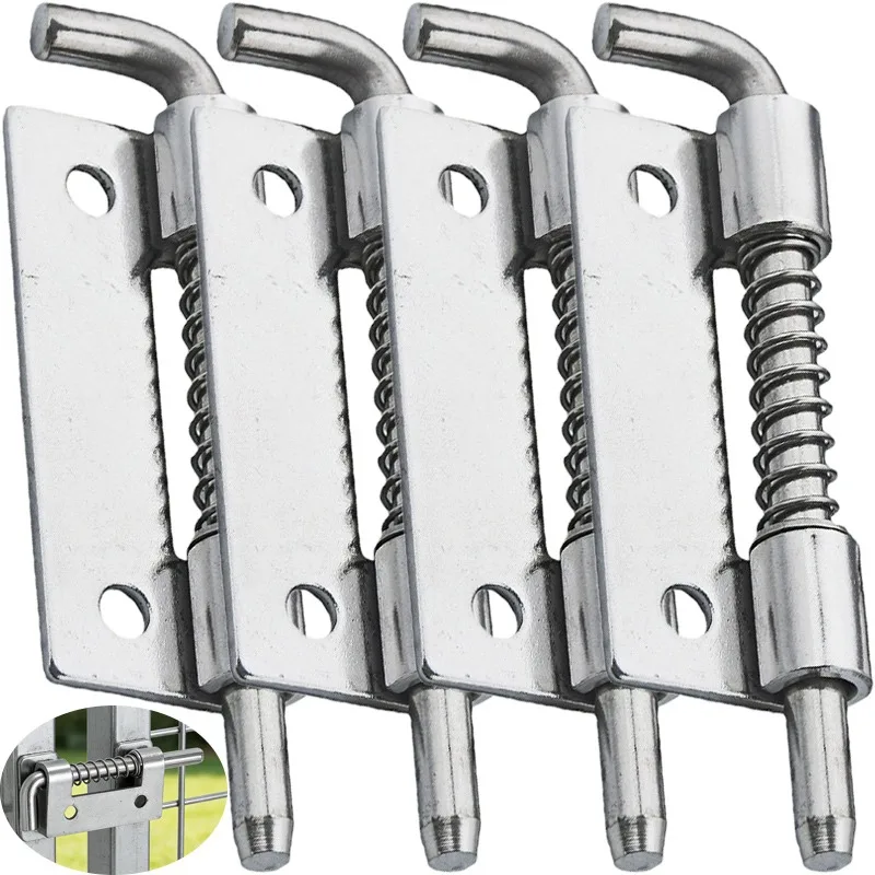 1-20set Steel Spring Loaded Latch Security Door Window Cabinet Hinges Bolt Latch Fasteners No-Drill Household Pins Hardware