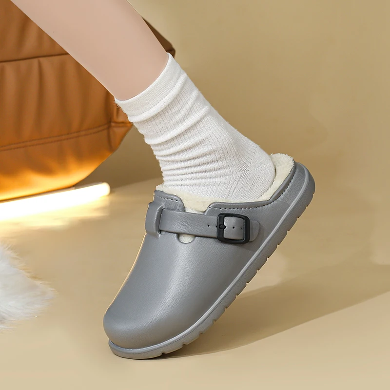 Women Thick Sole EVA Slippers Winter Warm Plush Indoor Soft  Anti-slip Slippers Couple Home Daily Walking Shoes Mules Shoes view 5