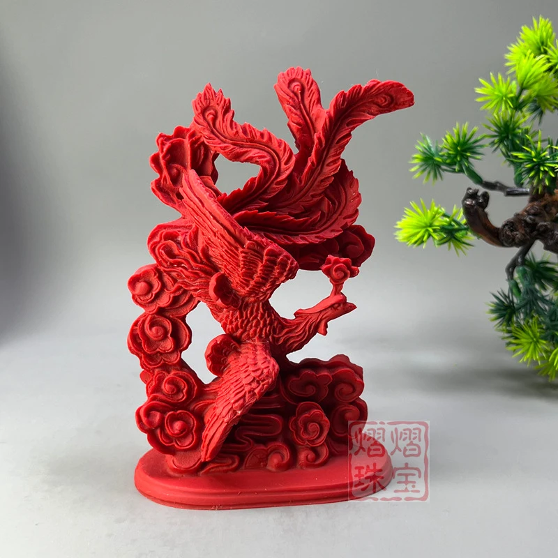 Fire Phoenix Decorative Craft Vermilion Bird Mascot Ornament for House Corner Deficiency Home Resin Cinnabar Feng Shui Decoratio
