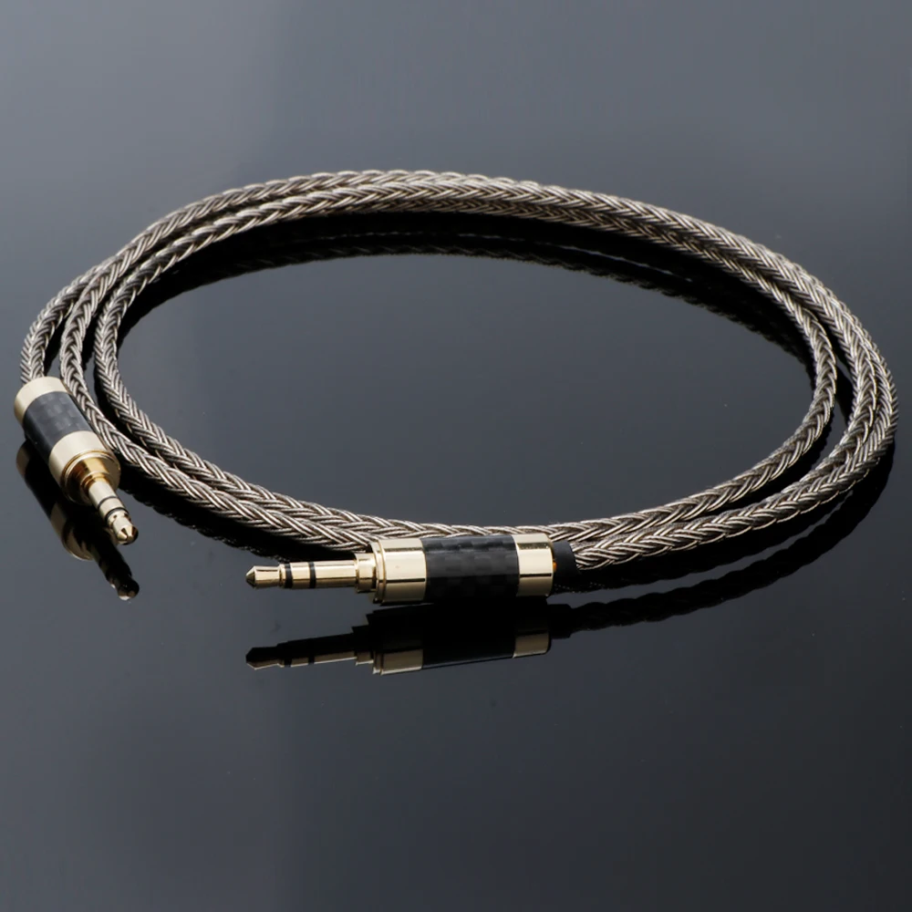 Kabel słuchawkowy Hi-Fi 7N OCC posrebrzany 3.5mm do 3.5mm, kabel adapter, kabel audio ulepszony, kabel do słuchawek, kabel audio Hi-Fi — zdjęcie produktu 3