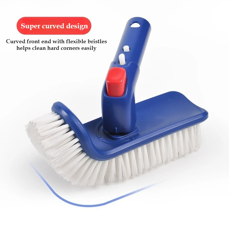 Ergonomic Grip Pool Brush 180 Degree Rotating Hand Scrub Suction Vacuum Head Nylon Fine Bristles Ground Cleaning Maintenance