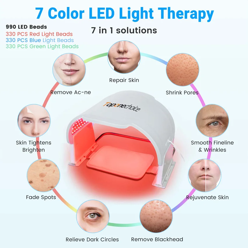 7 colores 330 Uds 3 en 1 LEDs mascarilla equipo PDT dispositivo de SPA rejuvenecimiento de la piel terapia de luz máquina de belleza corporal Facial