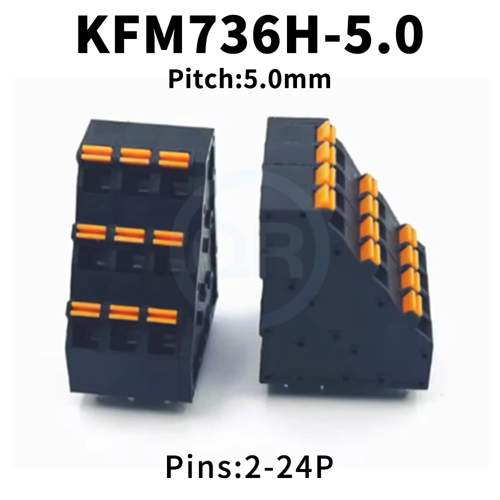 (5 Pcs) KFM736HH 5.0mm Triple Screwless Terminal Block 736HH KFM736H 5.0 Spring Loaded High-Low Terminal Block KF550T 3*1~24P