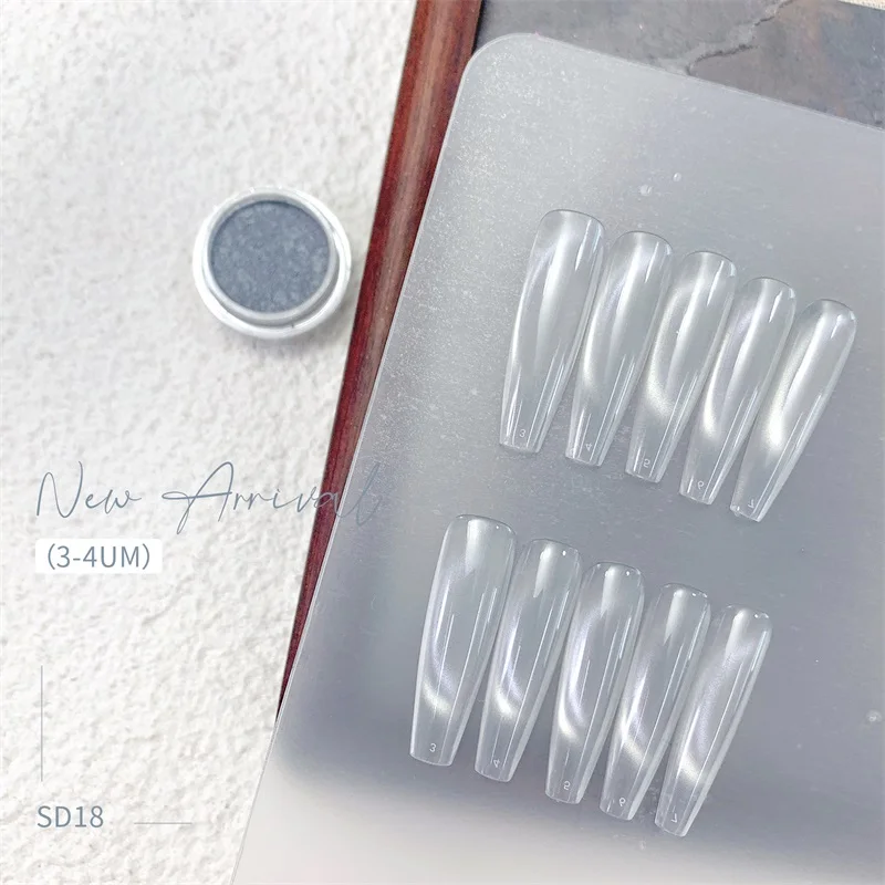 HNDO New Silver White 3D Cat Eye Magnetic Powder Glitter Nail Art for Gel Polish Manicure Fine Particles Pigment Dust SD18