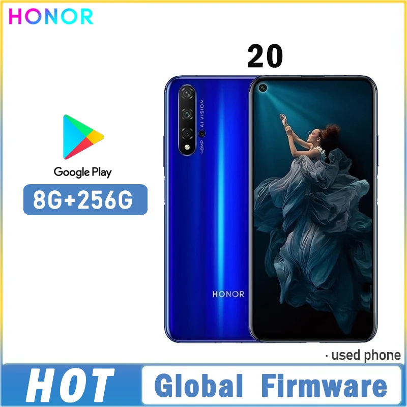 Global Firmware HONOR 20 Smartphone Haisi Qilin 980 6.26-inch Magic UI 2.1.0 3750 mAh Android 9.0 rear camera 48MP used phone