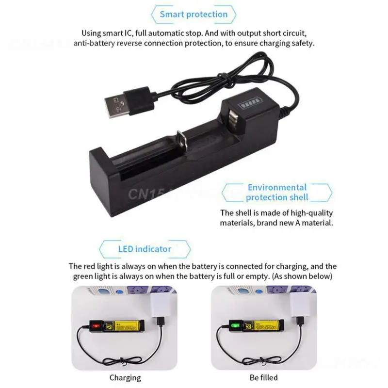 1/3/5PCS Led Smart Battery Charger Secure 20g For 16340/14500/18650/26650 Batteries Lithium Battery Charger Single Charge