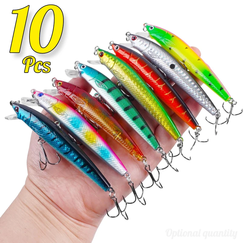 10/5 шт. рыболовные приманки гольяна, плавающая жесткая приманка 95 мм/7 г, искусственная приманка, воблер, воблер, карп, окунь, рыболовные снасти Pesca