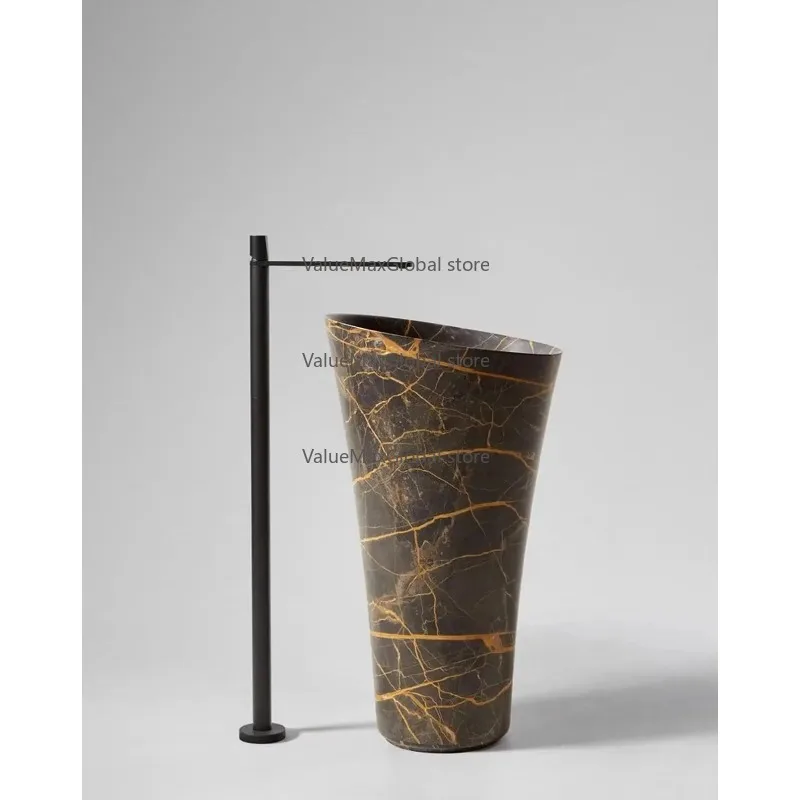 

Modern Freestanding Purple Marble Hand Wash Basin - Natural Stone Bathroom with Handmade Floor Stand