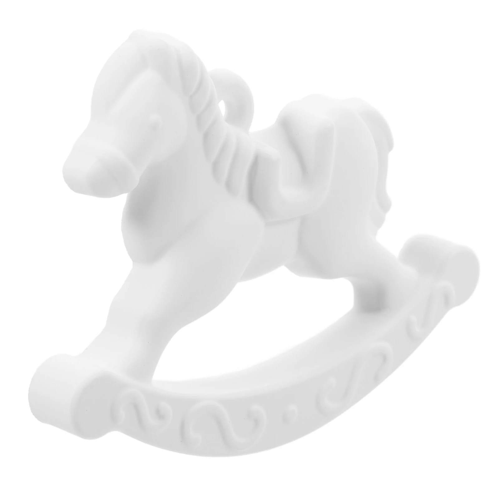 

1Pcs White Rocking Horse Cake Ornament Gypsum Material Decorative Dessert Decor Desktop Accessory Ideal for Home Mall Restaurant