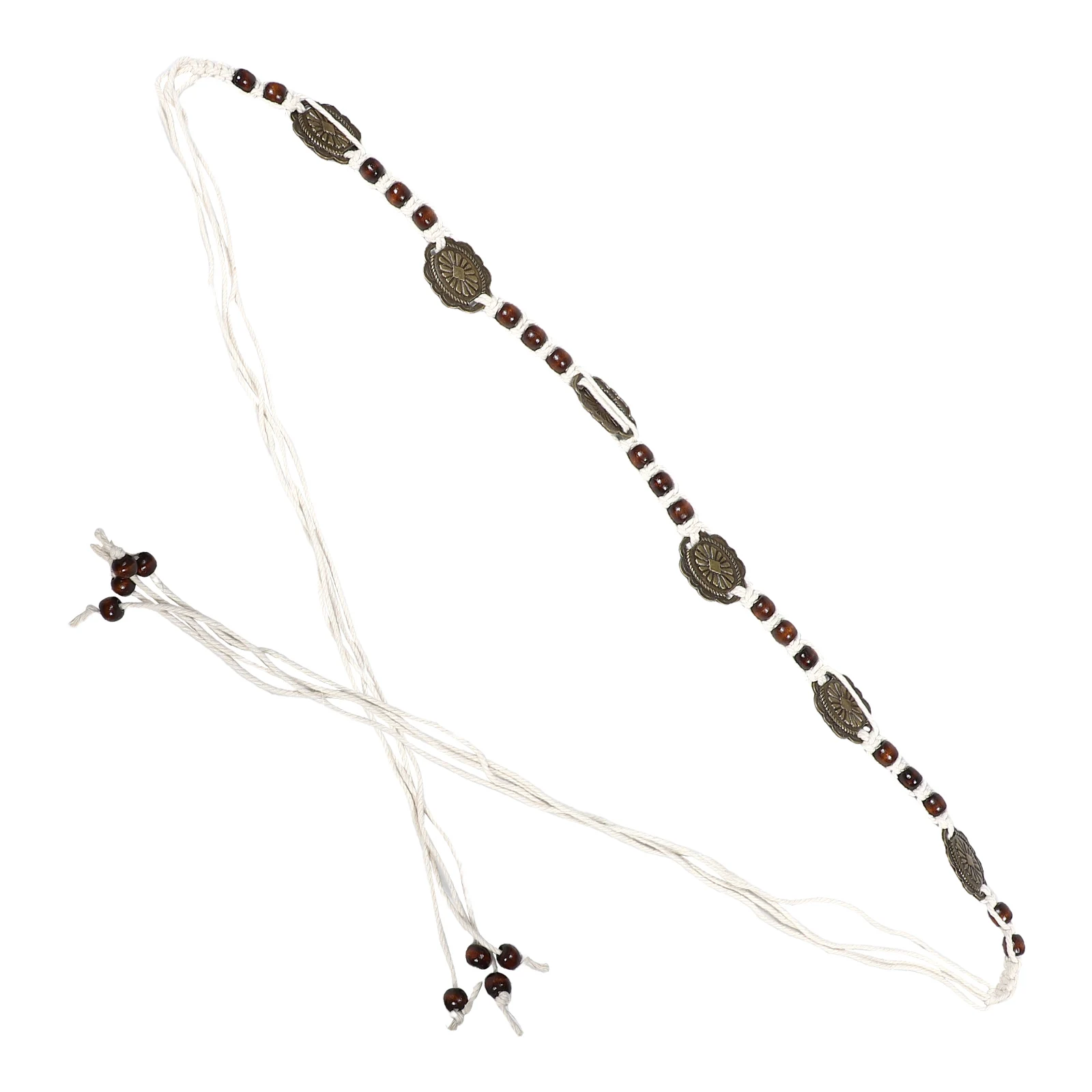 Boho Belt Adjustable Rope Waist Style for Outfits Braid Dresses Braided Beaded Skirts