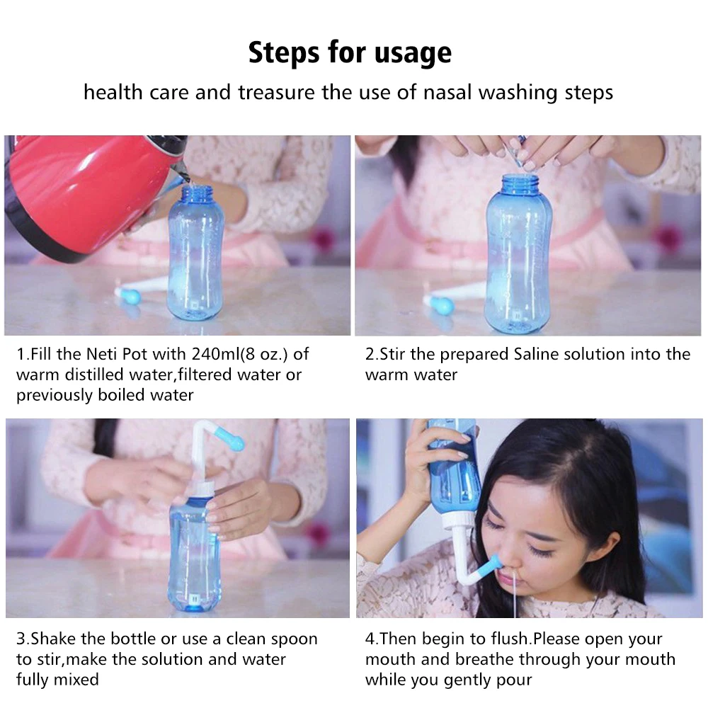 300ml Nose Cleaner Nasal Irrigator Nasal Wash Neti Pot Avoid Allergic Rhinitis Sinusitis Cure for Adult Child Therapy