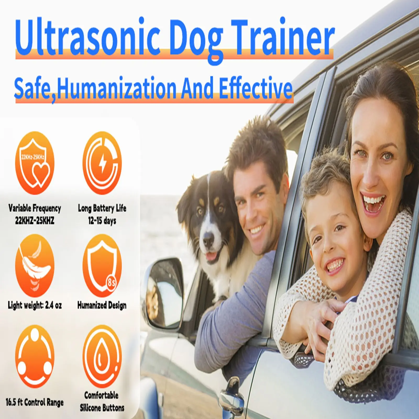 3 in 1 Dog Bark Deterrent Device with Training Deterrent Ultrasonic Anti Barking Device with LCD Screen with LED Flashlight