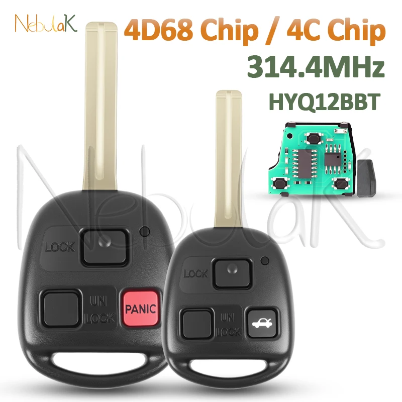 Remote Key 4D68 4C Chip For Lexus LS430 IS300 RX400h RX350 GX470 RX330 LS430 ES300 ES330 314.4MHz HYQ12BBT Car Fob 89070-48821