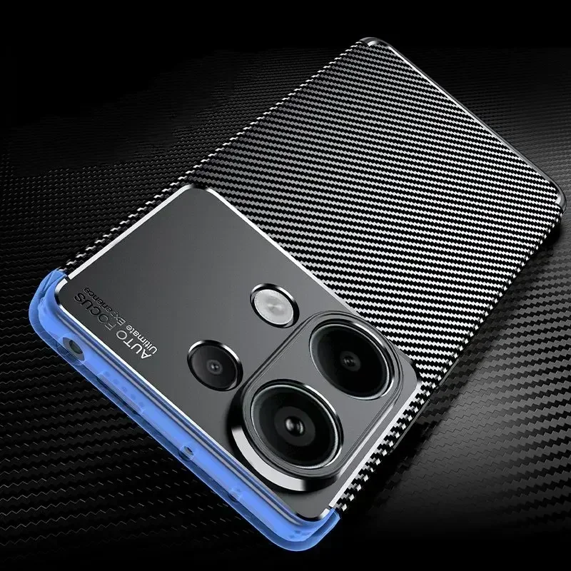Luxury Business Case For Poco M6 Pro Cover Poco M6 Pro Funda Coque Soft Carbon Fiber Protective Back Case Poco M6 Pro