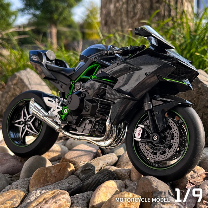 1/9 KAWASAKI H2R Alloy Racing Motorcycle High Simulation Metal Street Sports Motorcycle Model Sound and Light Childrens Toy Gift