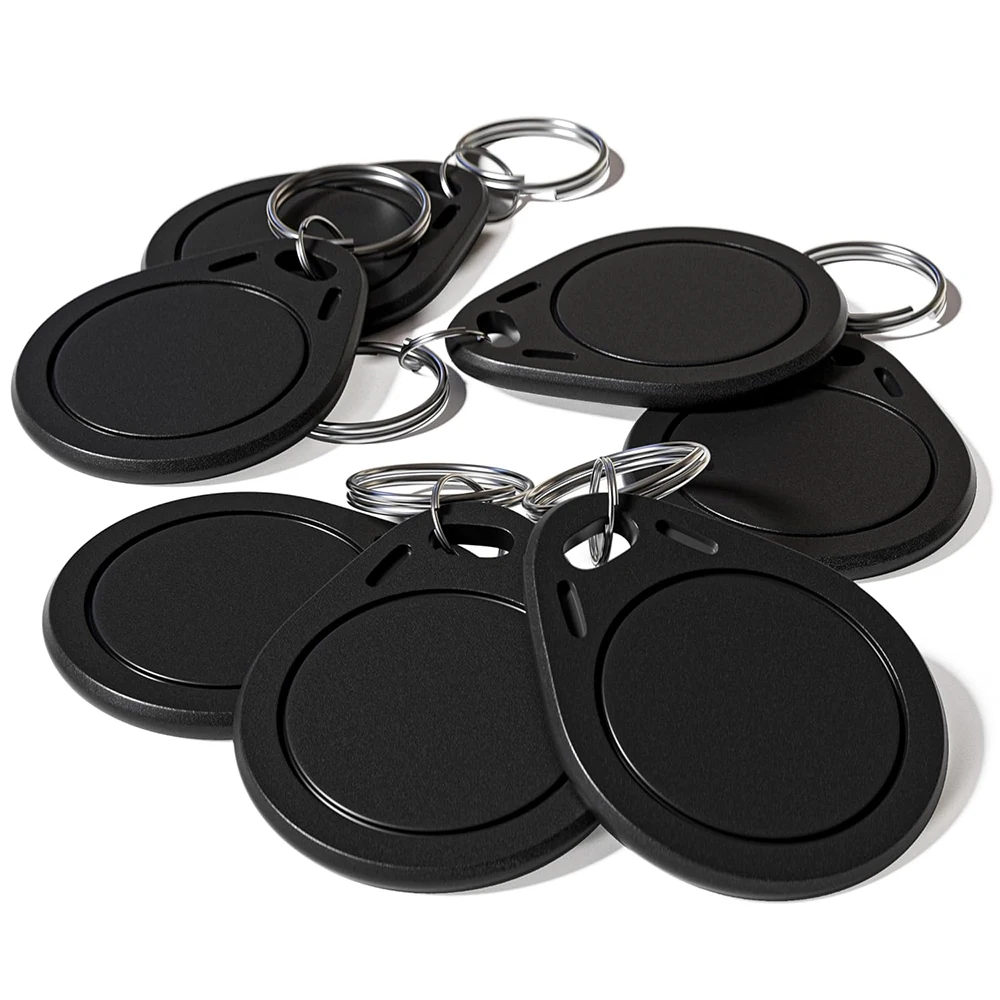 Portachiavi con token nero con chip RFID Mifare 1K da 13,56 mHz per controllo accessi da 13,56 mHz, armadietti e etichette per parcheggio