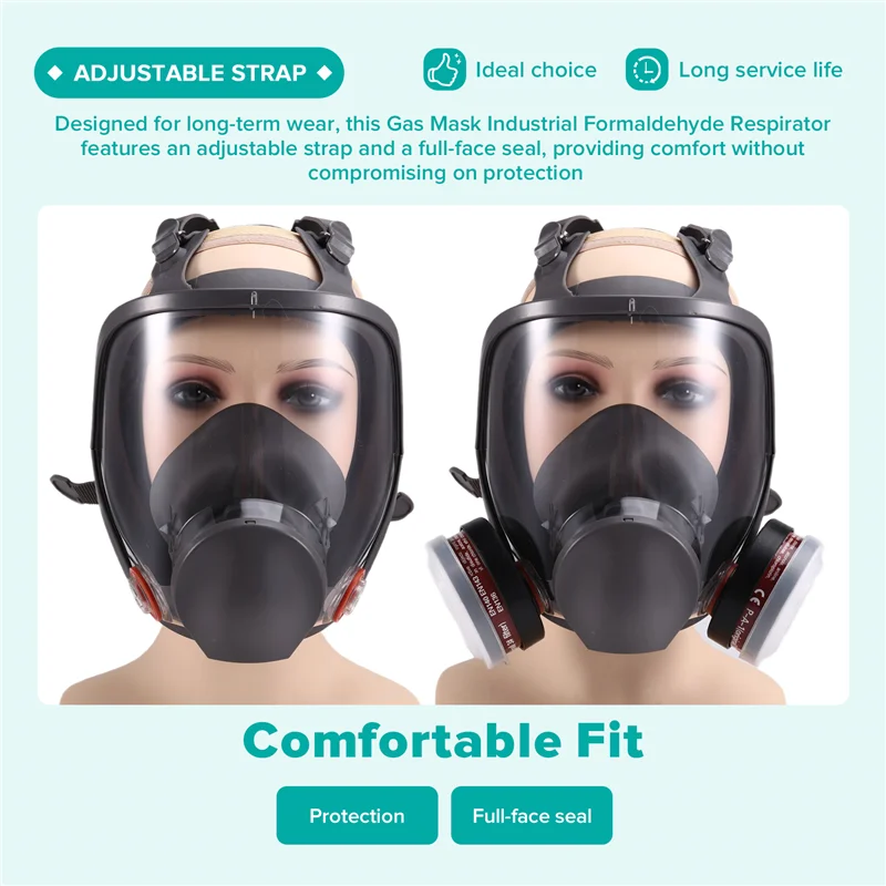 AT51-Gas Mask Full Face Mask Gas Mask Industrial Formaldehyde Respirator Protective Mask 6800 Chemical Decoration
