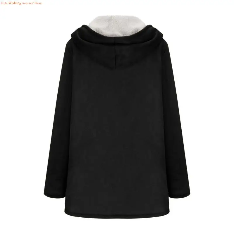 G92D معطف مبطن للنساء شتوي بأزرار سفلية وأكمام طويلة وسترات بغطاء للرأس مع جيب #5