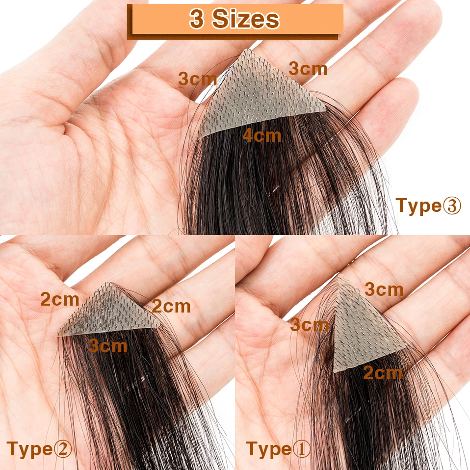TESS 6inch Men Toupee Hairline Front Human Hair Natural Hair Male PU Hairpiece 2pcs Hair Patch For Hair Loss Invisible Extension