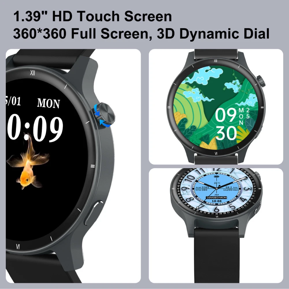 Reloj Inteligente Impermeable IP68 para Mujer, 1.39 Pulgadas, Reloj Inteligente Deportivo para Hombre y Mujer, Asistente de Voz, Llamadas por Bluetooth, Esfera Dinámica 3D