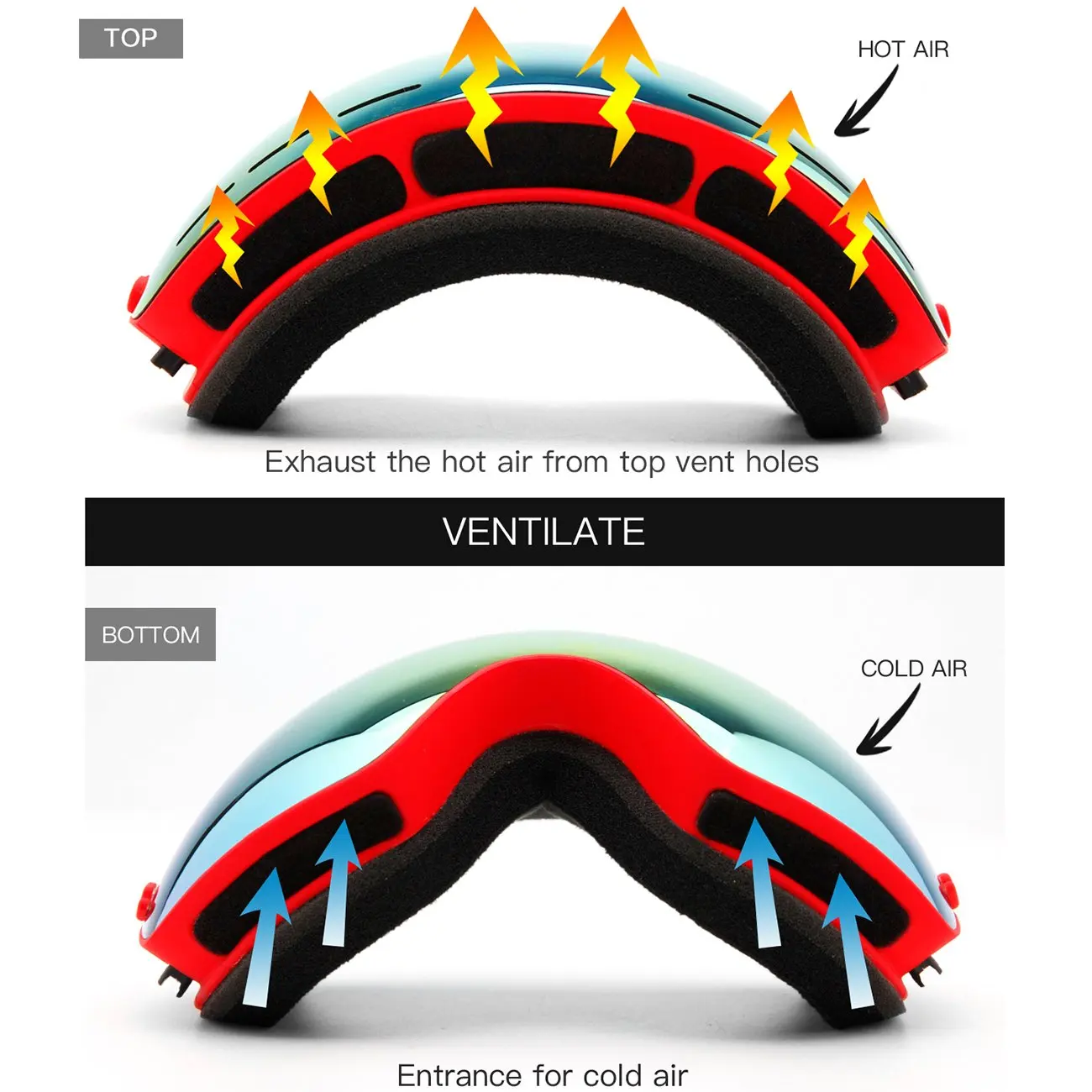 Ski Goggles Double Layers Anti-Fog Lens UV400 Snowboard Snow Goggles Snowmobile Eyewear Aldult Outdoor Sport Skiing Eyewear