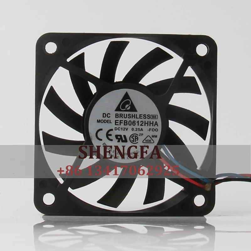 Kipas Pendingin Casing Delta EFB0612HHA DC12V 0.25A 6010 6cm Volume Udara Tinggi Peralatan Chassis Aliran Aksial Exhaust 60X60X10mm