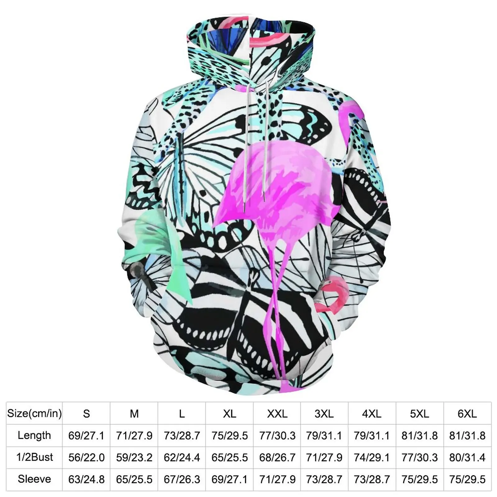 Cheetah Animals Trendy Casual Hoodies Flamingo Butterfly Pullover Hoodie Couple Long-Sleeve Harajuku Design Loose Sweatshirts