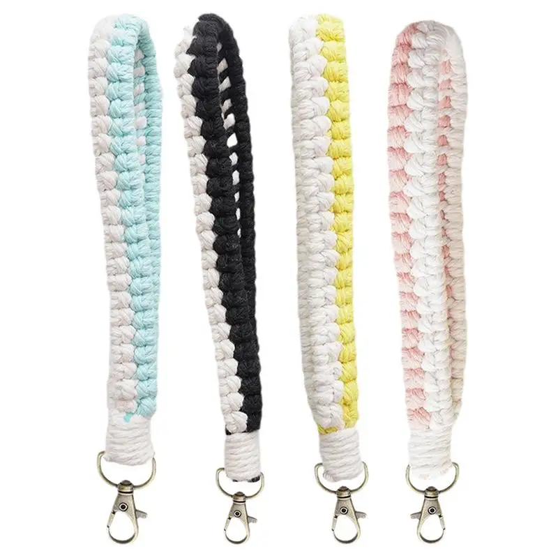 Rope Keychain Bracelet Keychain Wristlet Lanyard Woven Keys Strap Colorful Keyring Holder Wristlet Tassel Wristlet Keychain For