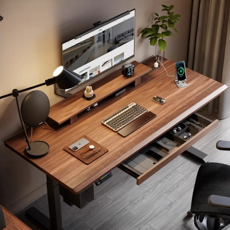 

Drawers Wooden Office Desk Electric Elevating Removable Storage Office Desk Organiser Bedroom Schreibentisch Home Furniture