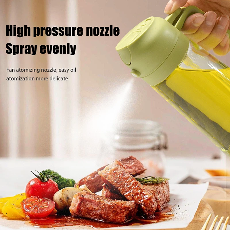 1Pc 2In1 470ML Plastic Spray Oil Sprayer Bottle Spray Oil Dispenser Bottle Oil Jar Cruet BBQ Kitchen Baking Roasting Picnic Tool