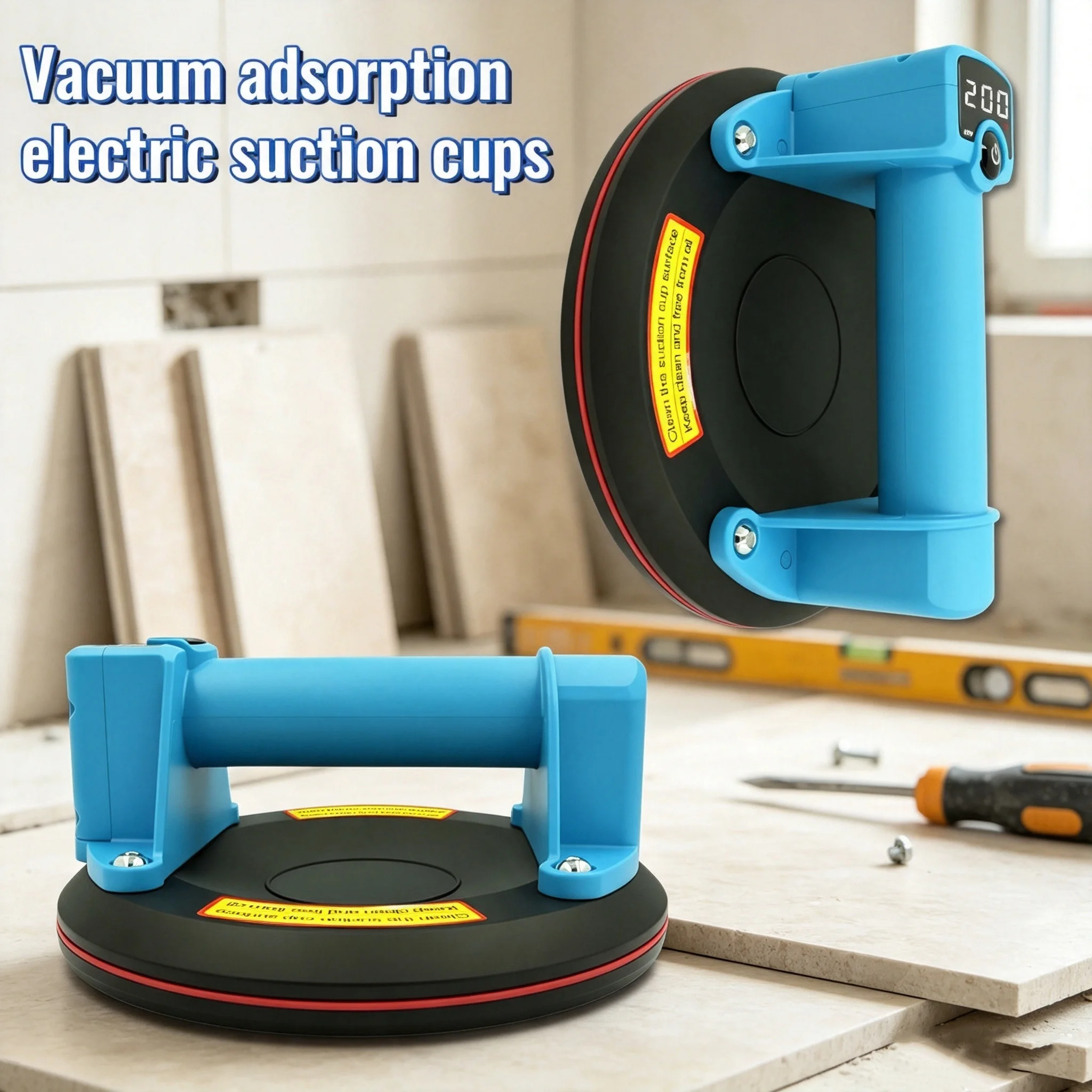 New Intelligent Display Industrial Grade Electric Vacuum Suction Cup 200KG Load Heavy Duty Granite Tile Glass Lifter