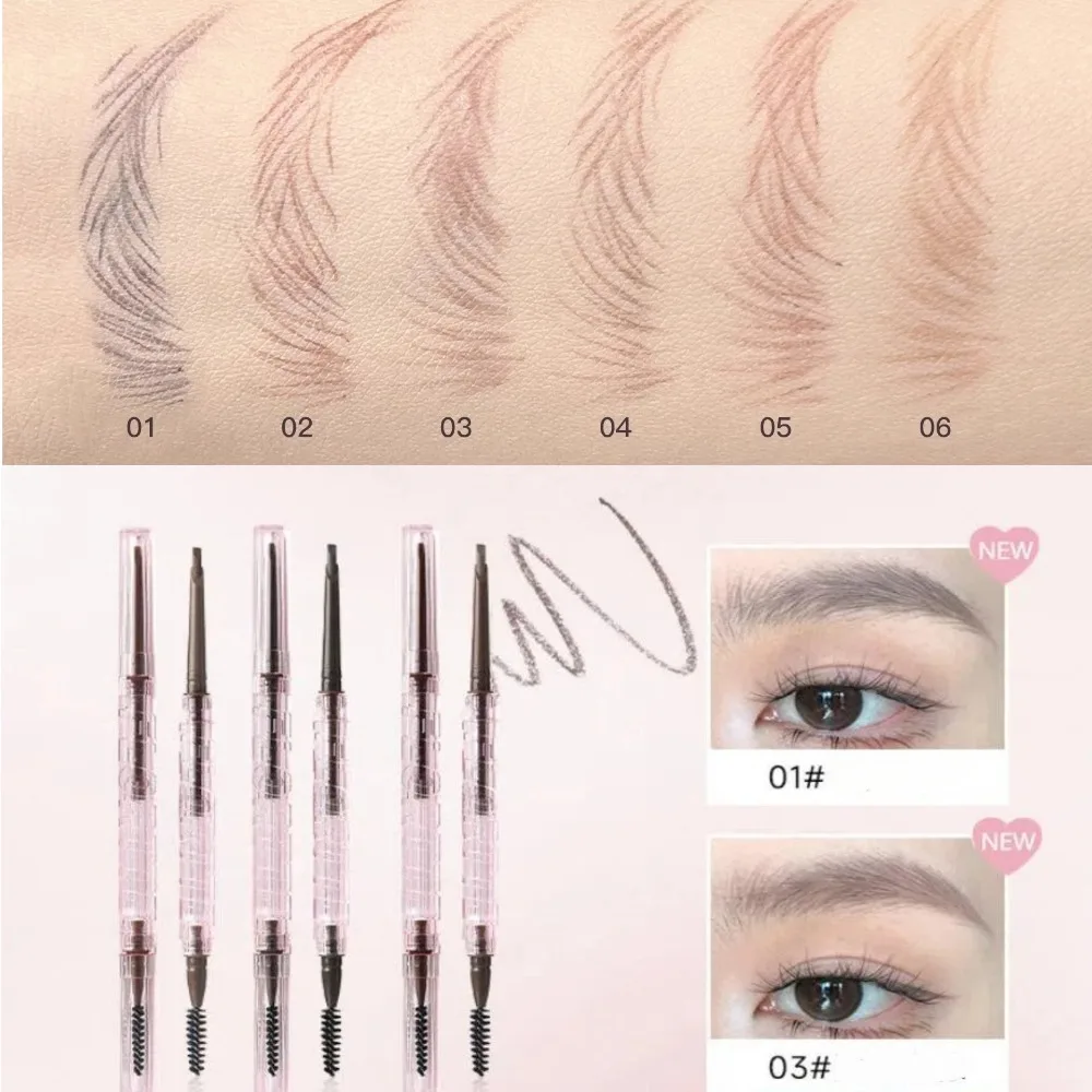 FLORTTE Double Ended Matte Eyebrow Pencil Black Brown Waterproof Eyebrow Tint Tattoo Pen Natural Lasting Makeup Tool With Brush