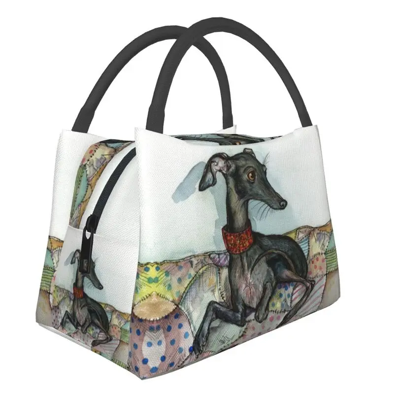 

Custom Greyhound Whippet Dog Lunch Bag Women Cooler Thermal Insulated Lunch Box for Picnic Camping Work Travel