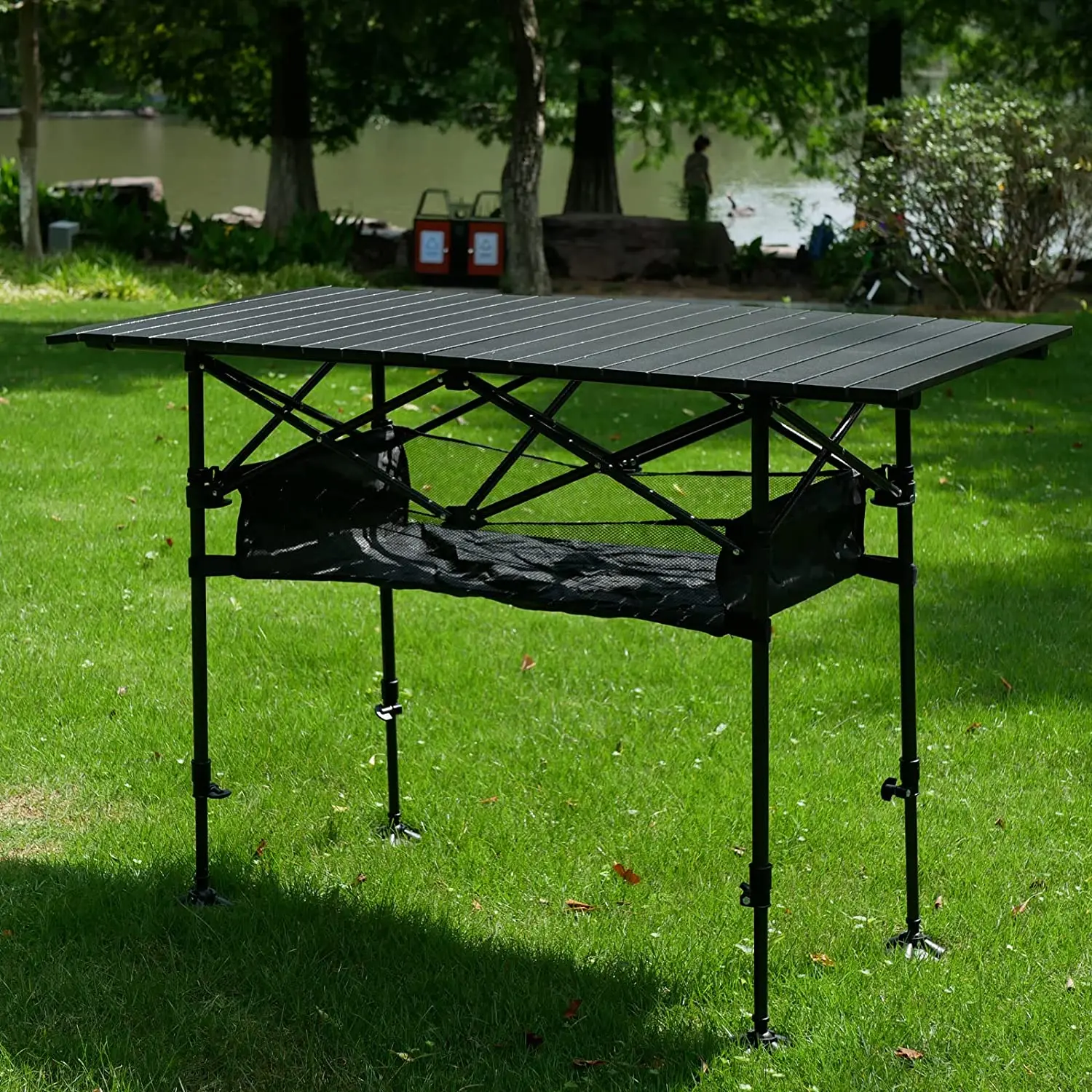 Adjustable New Style Large Delux Colapsable Aluminum Pole Folding Table Camping Desk