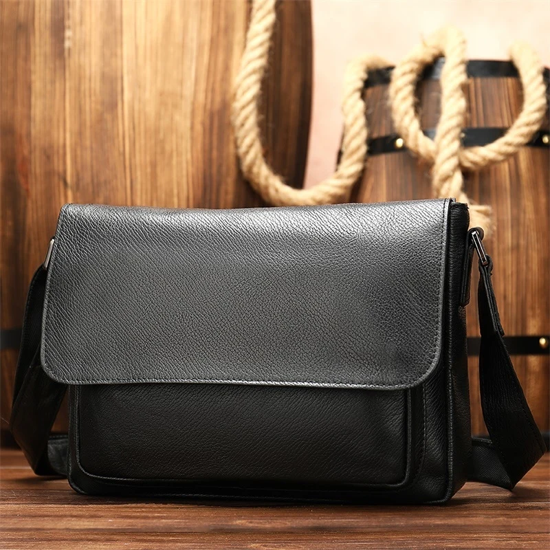 Cross-border genuine leather men's bag, top layer of cowhide, men's messenger bag, men's single-shoulder cross-body bag