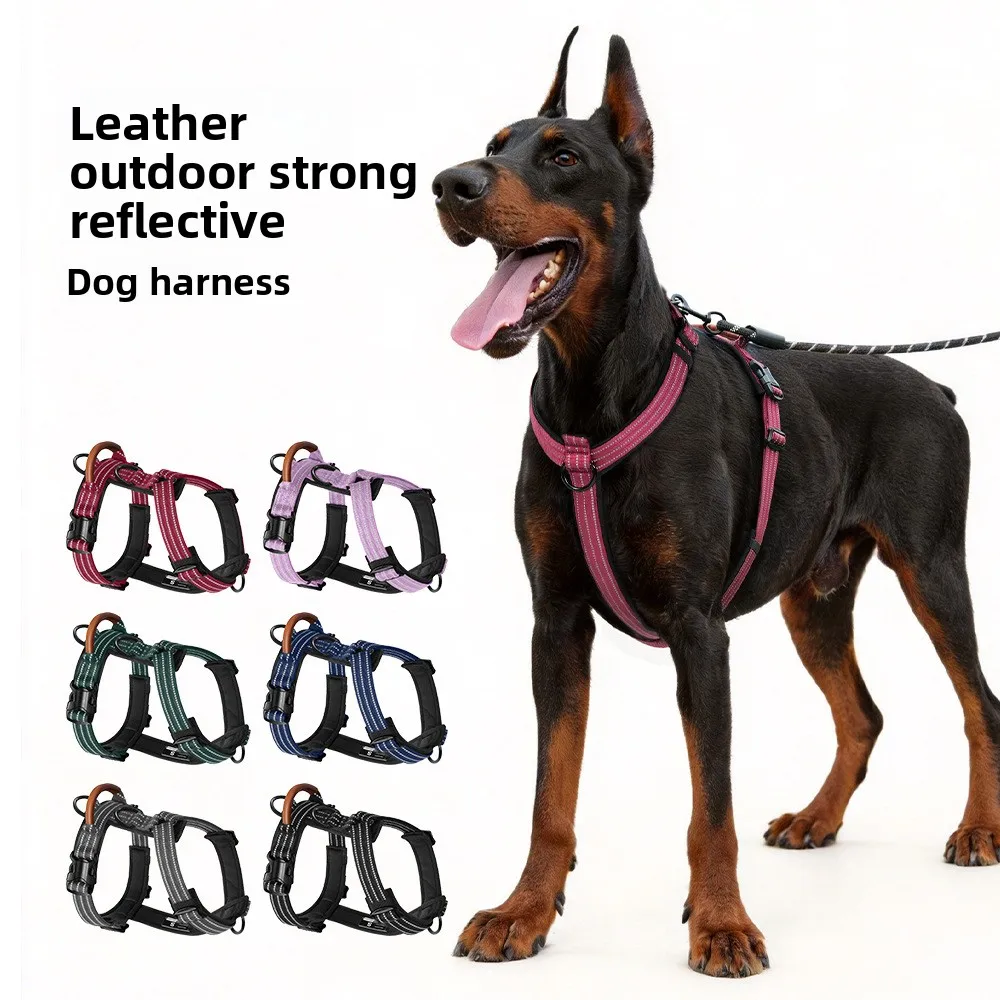 Outdoor strong reflective dog chest strap Dog body engineering streamlined design Soft and comfortable anti-strangle