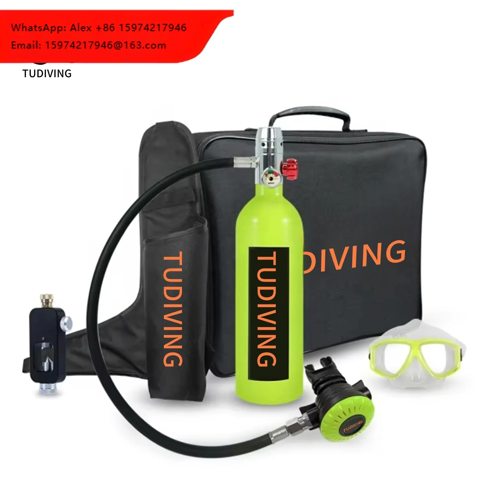 TUDIVING Customizable Professional Factory Direct CE 1L 15-25Min Snorkeling Swimming Snorkeling Air Tank Set Scuba Diving Kit
