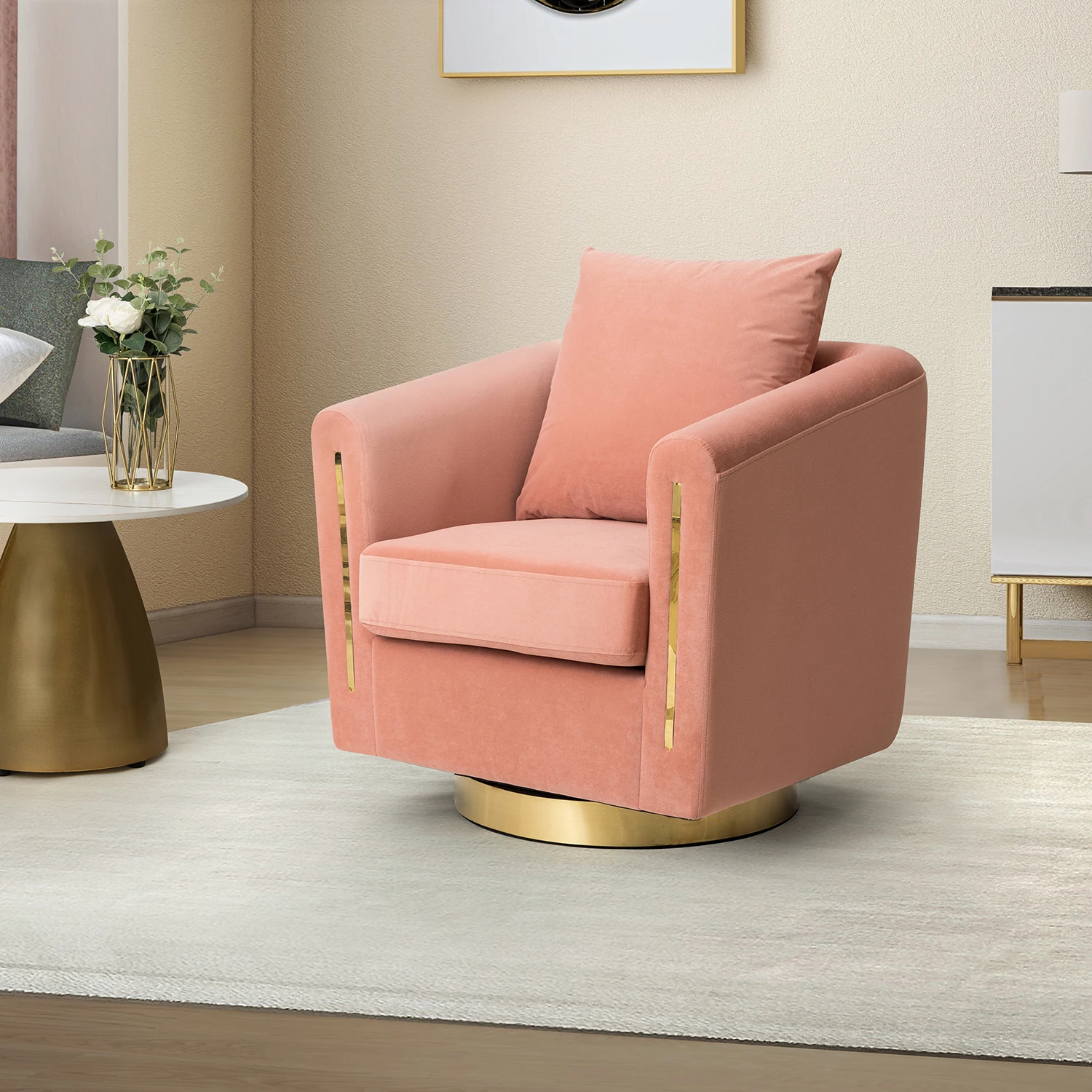 Factory Custom Soft Fabric Leisure Lounge Swivel Chair OEM Metal Base & Colors Bulk Orders for Living Room Bedroom Home Decor