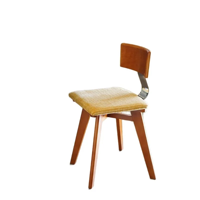 Medieval dining chair Nordic solid wood backrest dining table and chairs wabi-sabi wind stool advanced