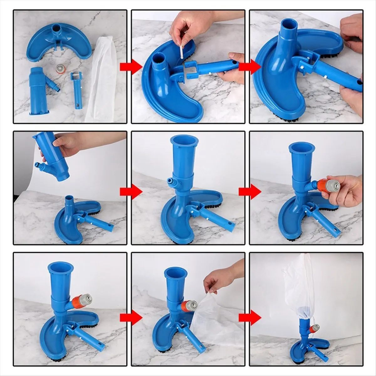 A387F-Cleaning Disinfect Tool Swimming Pool Vacuum Cleaner Pond Fountain Vacuum Cleaner Brush Suction Head Portable A