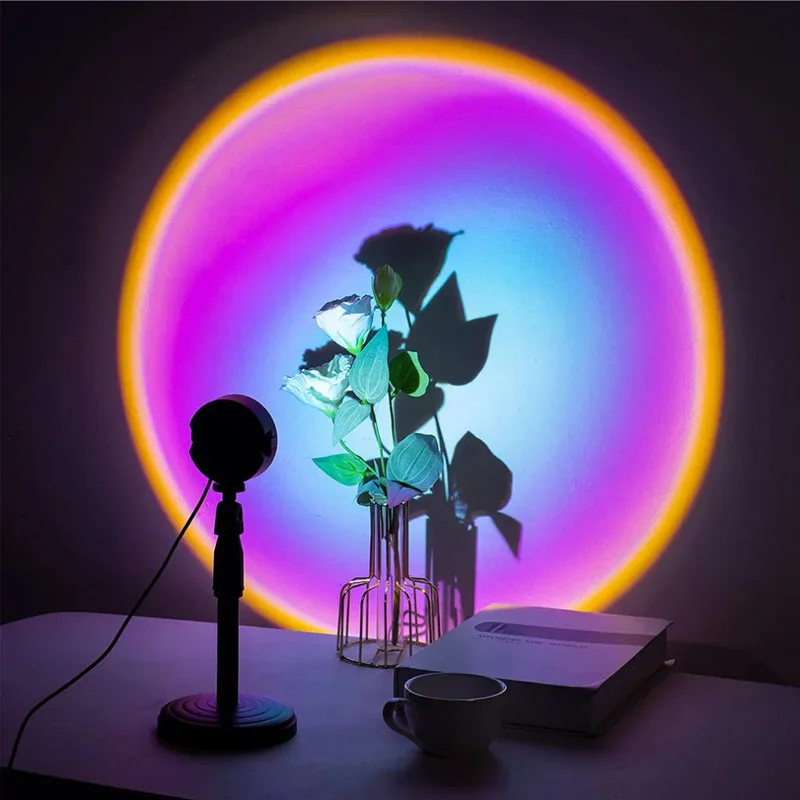 16 Colors RGB Photography Sunset Lamp LED USB Projector Night Light Remote Neon Bedroom Home Coffee Shop Wall Decoration