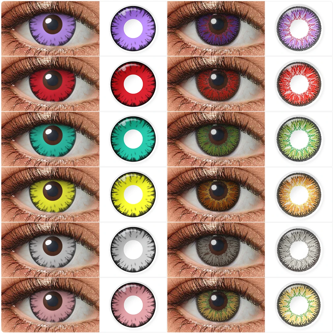 Color Contact Lenses for Eyes 1 Pair Anime Cosplay Colored Lenses Red Color Multicolored Lenses Contact Lens Beauty Pupils Lens