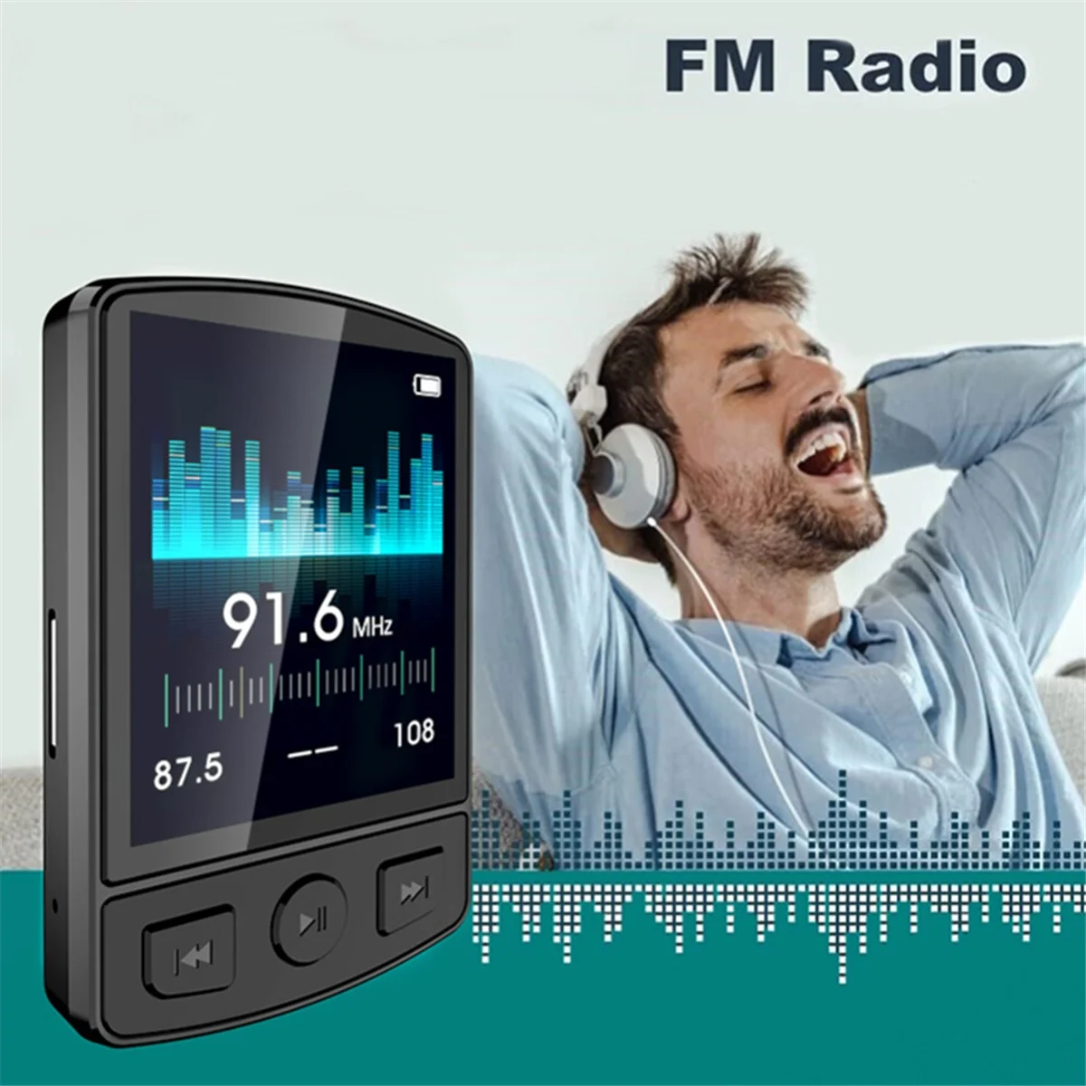 مشغل MP3 لك مشبك رياضي محمول Walkman HiFi Sound متوافق مع بلوتوث 5.0 Student Walkman شاشة 1.8 بوصة مع راديو FM
