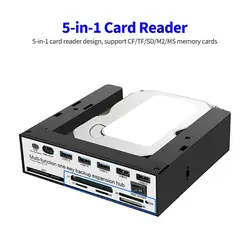 Multifunctional 5.25 inch Front Panel Expansion Hub with 3 USB3.0 2 USB2.0 Ports 5-in-1 Card Reader Support One-key Backup Panel