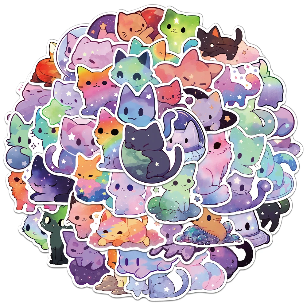 50/100PCS creatieve sterrenhemel kat eenvoudige en schattige stickers, accountdecoratie, telefoonhoesje, gepersonaliseerde waterdichte stickers