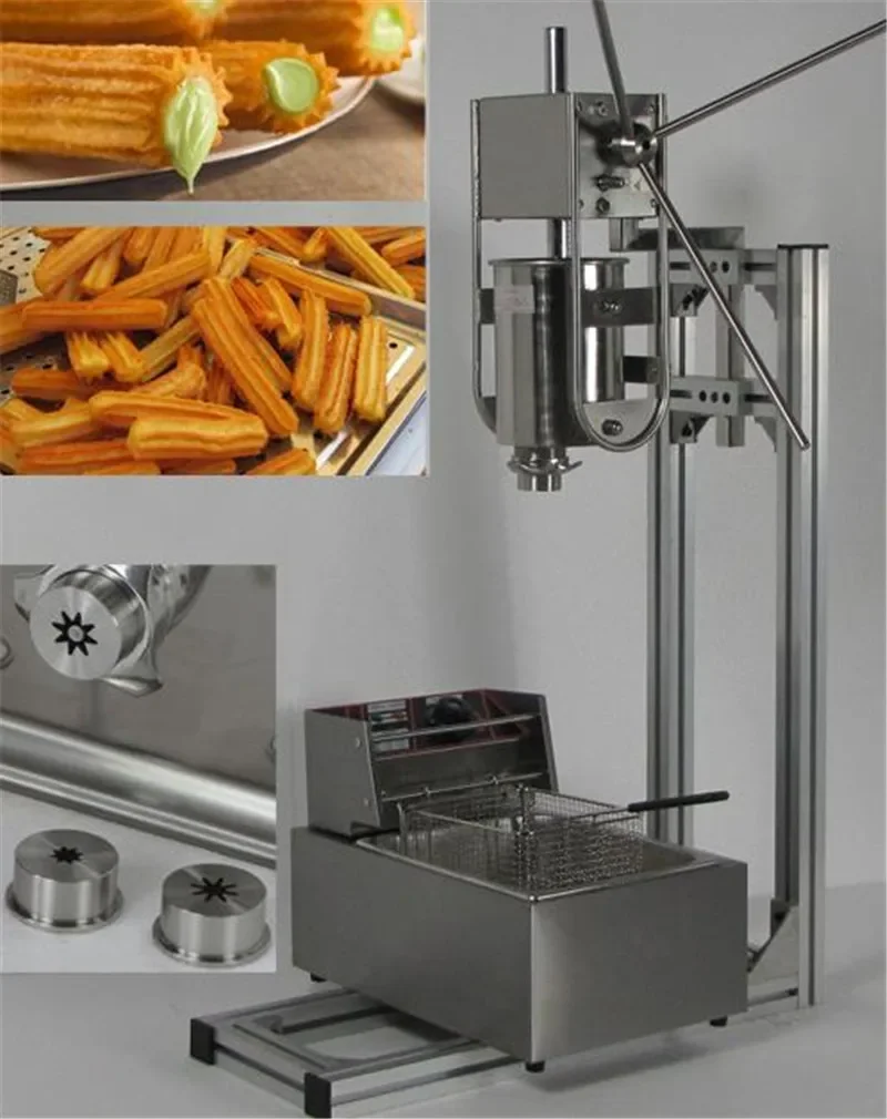 5L Latin Fruit Machine Spanish Churros Maker Vertical Multi Flower Core Machine with 25L Fryer