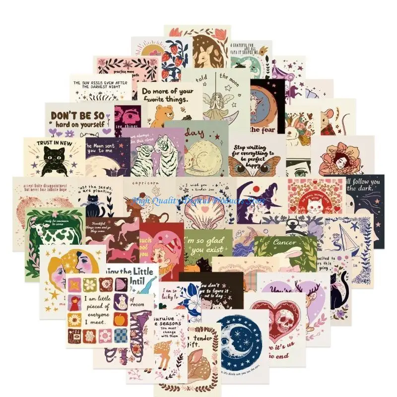 U2JE 50PCS芸術的な表現ステッカーDIYプロジェクトとギフト用の取り外し可能なデザイン